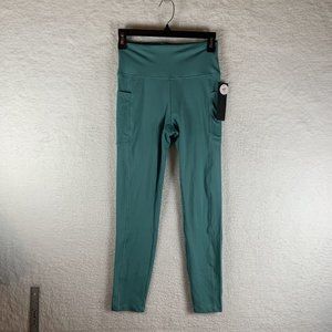 Bally Leggings Women Medium Teal Polyester‎ Stretch Total Fitness High-Rise 6954